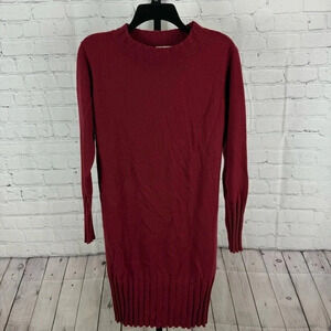 Kinross Rib Trim Red Cashmere Sweater Dress No Size Tag